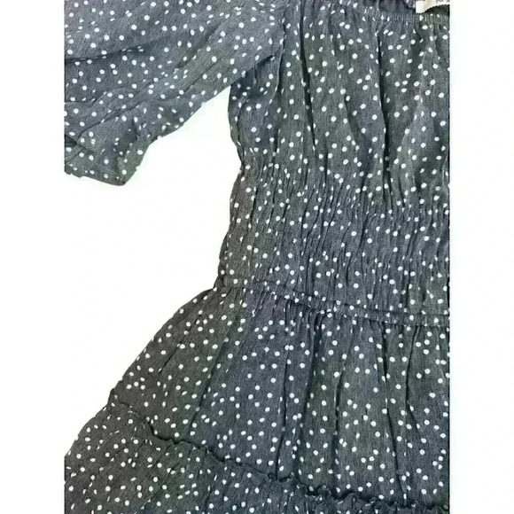 Mi‎ Ami Grey & White Puffy Sleeve Dress w/Rouched Waist Size Medium - Picture 6 of 7